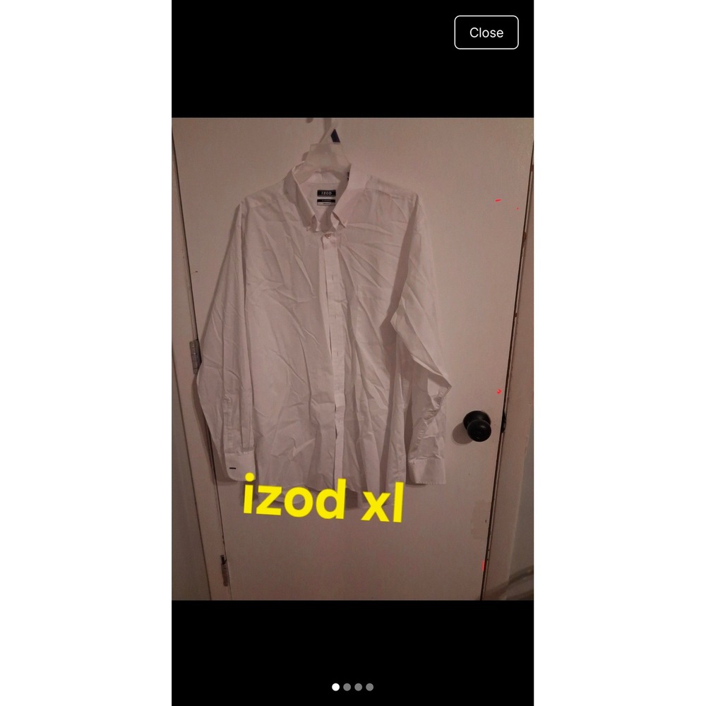Izod Mens XL White Button Down Shirt Regular Fit All Over Stretch Long Sleeve